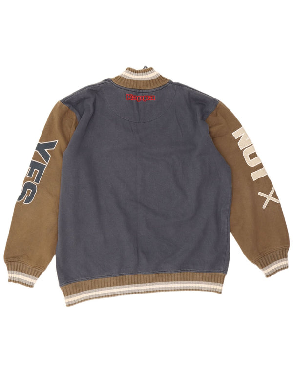 Kappa Mens Graphic Zip Neck Sweatshirt Jumper 2XL Navy Blue Colourblock