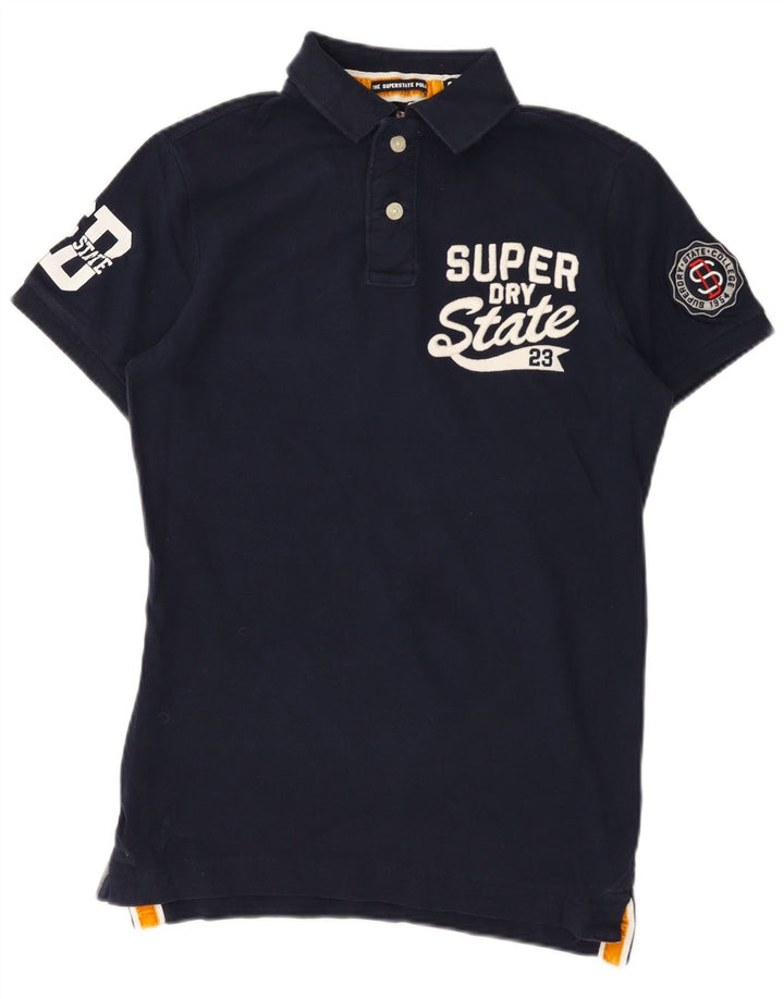 Superdry Mens Graphic Rugby Polo Shirt Medium Navy Blue