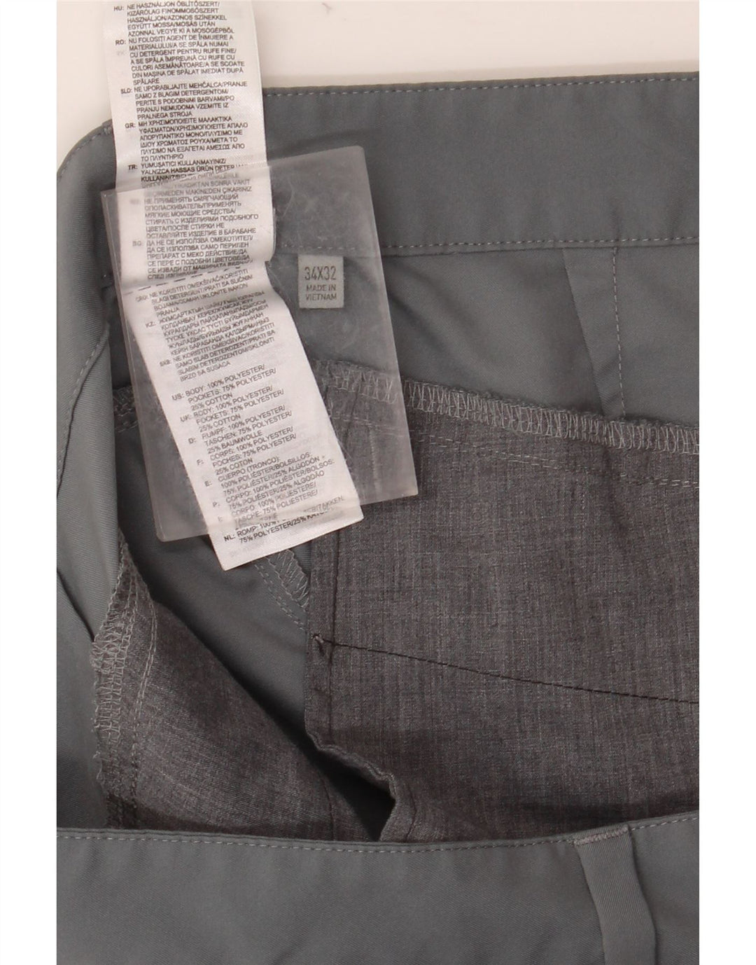 ADIDAS Mens Slim Chino Trousers W34 L32 Grey Polyester