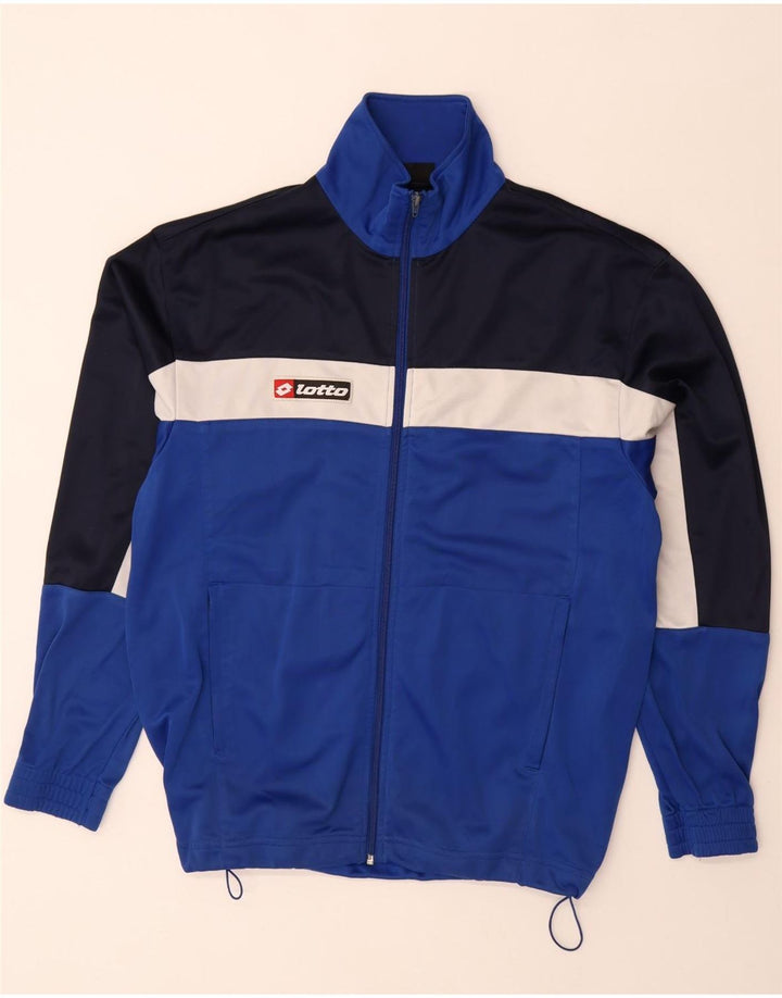 LOTTO Mens Tracksuit Top Jacket XL Blue Colourblock Polyester