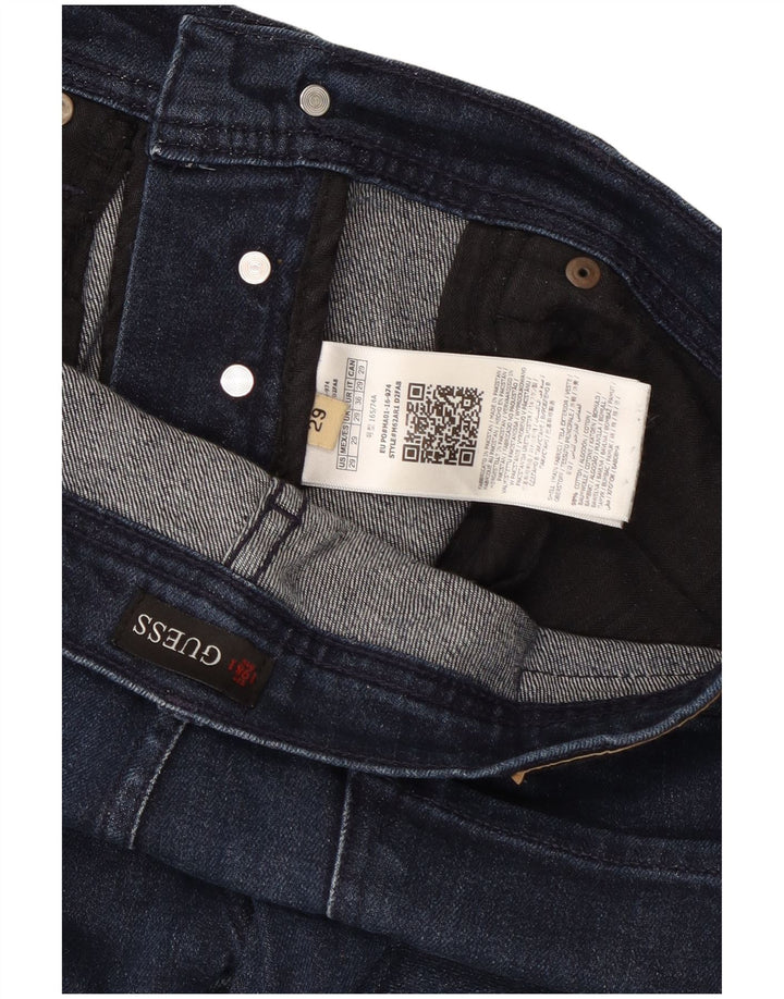 GUESS Mens Slim Jeans W29 L28 Navy Blue Cotton