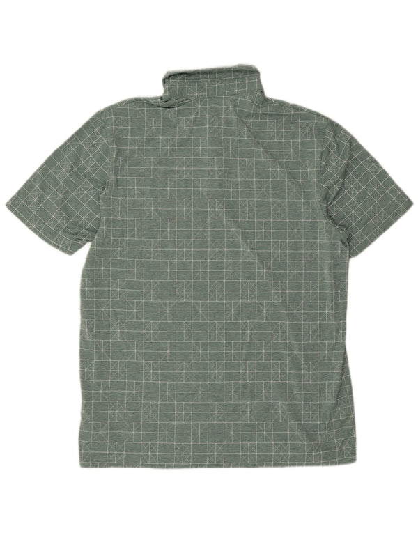 Adidas Mens Polo Shirt Medium Green Geometric Polyester