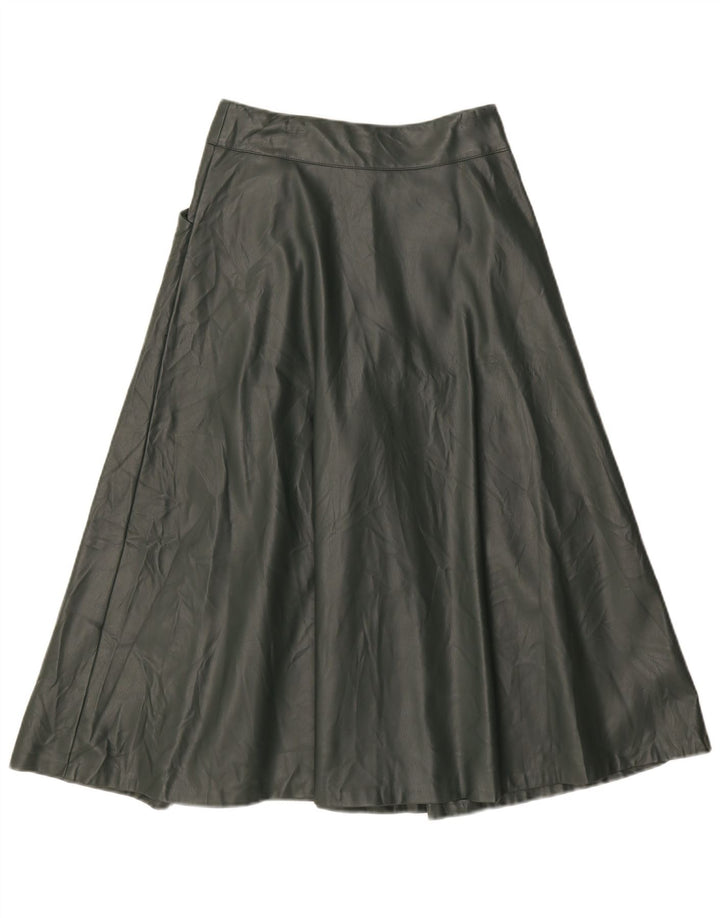 ZARA Womens Faux Leather Flared Skirt Medium W28  Green