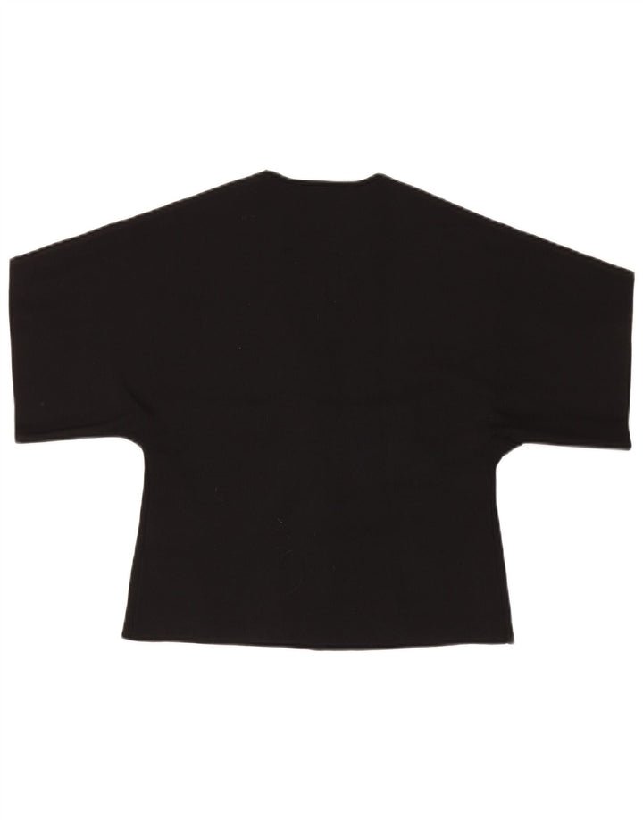 Zara Womens Short Sleeve Crop Top UK 12 Medium Black Polyester
