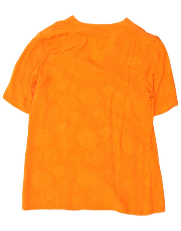 Silvia Bauer Womens Short Sleeve Shirt Blouse UK 16 Large Orange Floral
