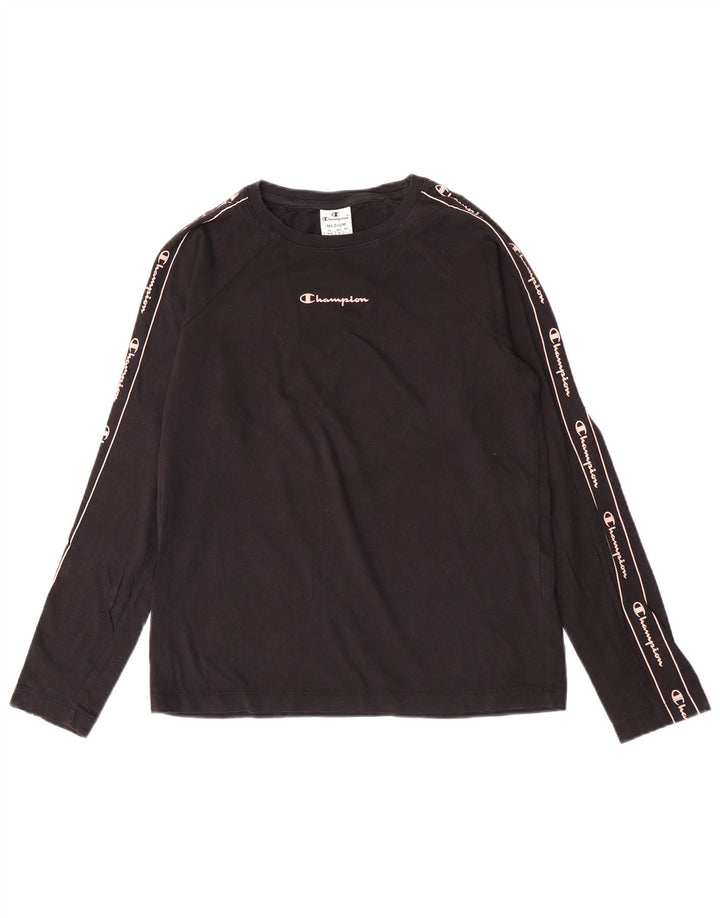 Champion Womens Graphic Top Long Sleeve UK 12 Medium Black