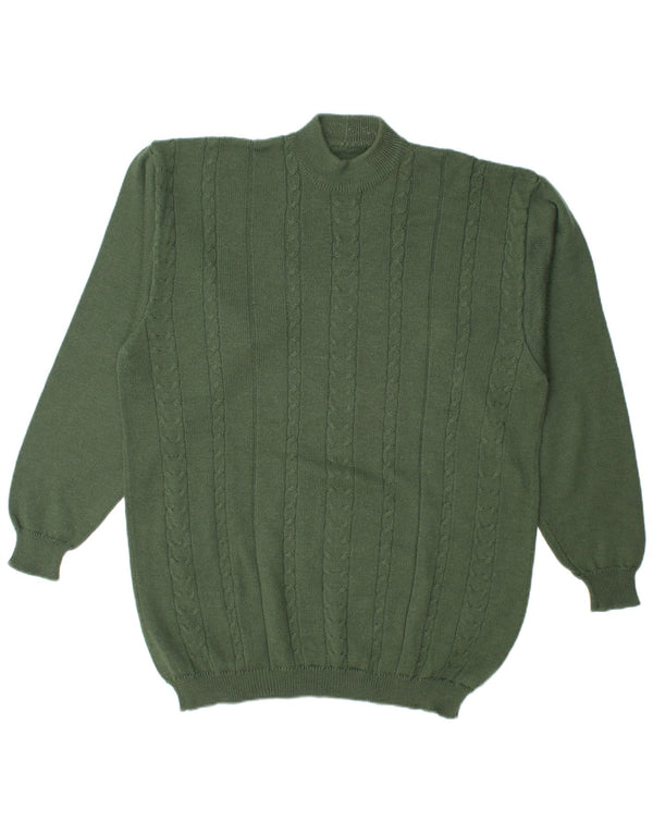 Vintage Mens Turtle Neck Jumper Sweater Large Green