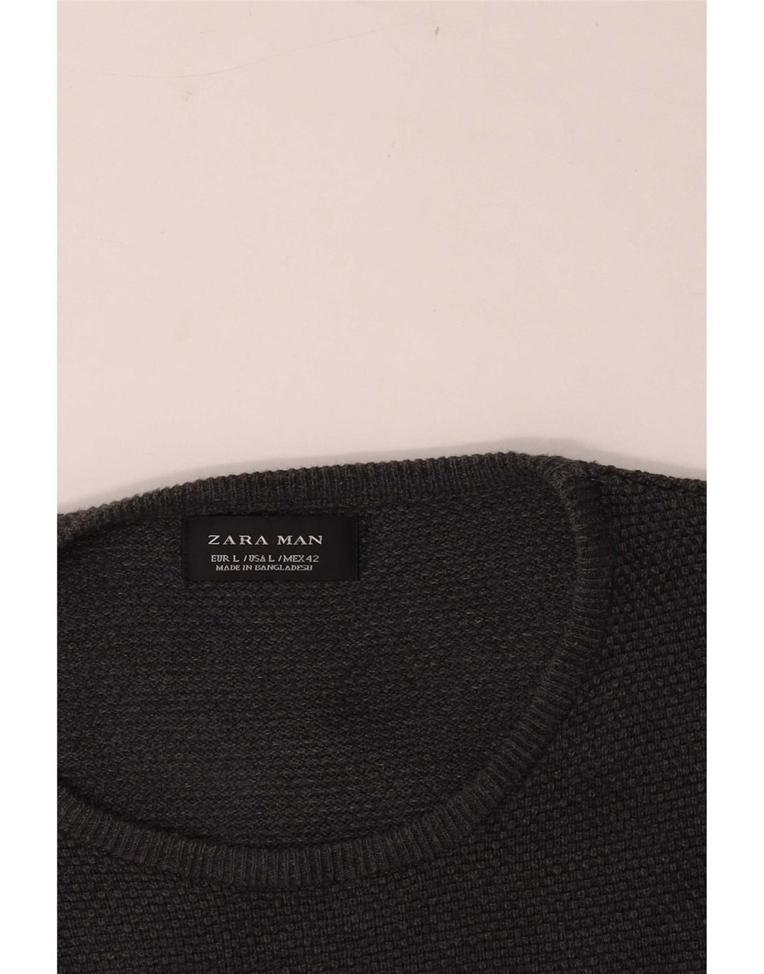 Zara Mens Crew Neck Jumper Sweater Large Grey