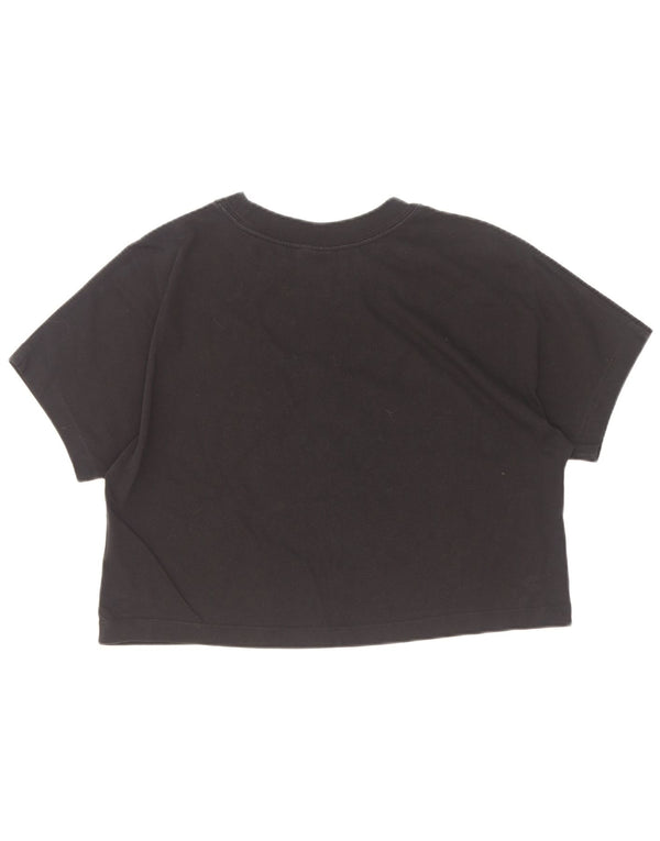 Nike Womens Crop Graphic T-Shirt Top UK 16 Large Black Cotton