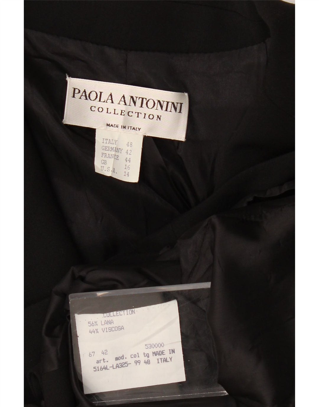 PAOLA ANTONINI Womens 3 Button Blazer Jacket UK 16 Large Black Wool