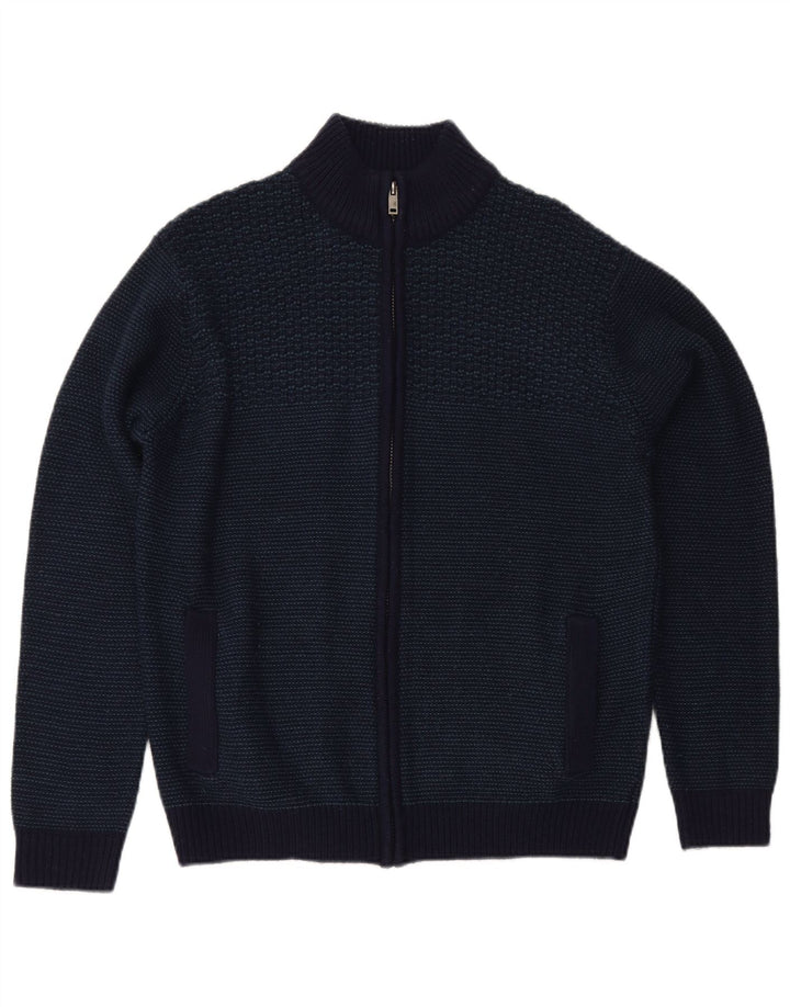 Marks & Spencer Mens Regular Fit Cardigan Sweater Medium Navy Blue Acrylic