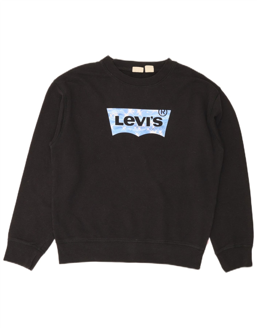 LEVI'S Womens Oversized Graphic Sweatshirt Jumper UK 10 Small Black Cotton