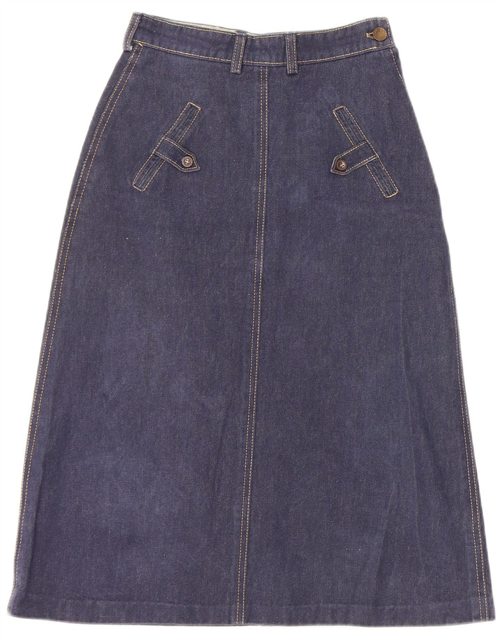VINTAGE Womens Graphic Denim Skirt W22 2XS Blue