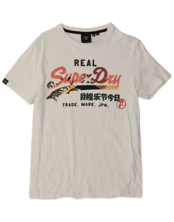 Superdry Mens Graphic T-Shirt Top Medium White Cotton