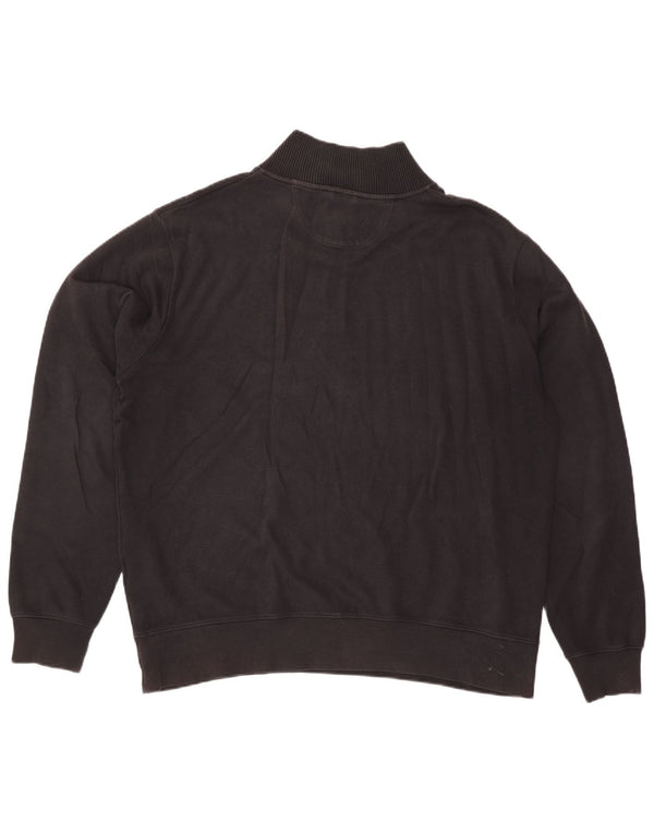 Gant Mens Zip Neck Jumper Sweater 2XL Black Cotton