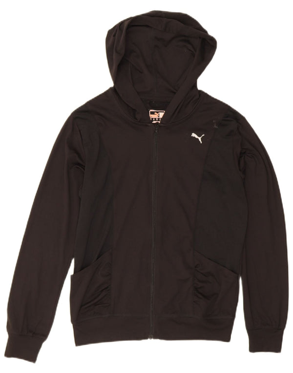 Puma Womens Zip Hoodie Sweater UK 8 Small Black Colourblock Sports