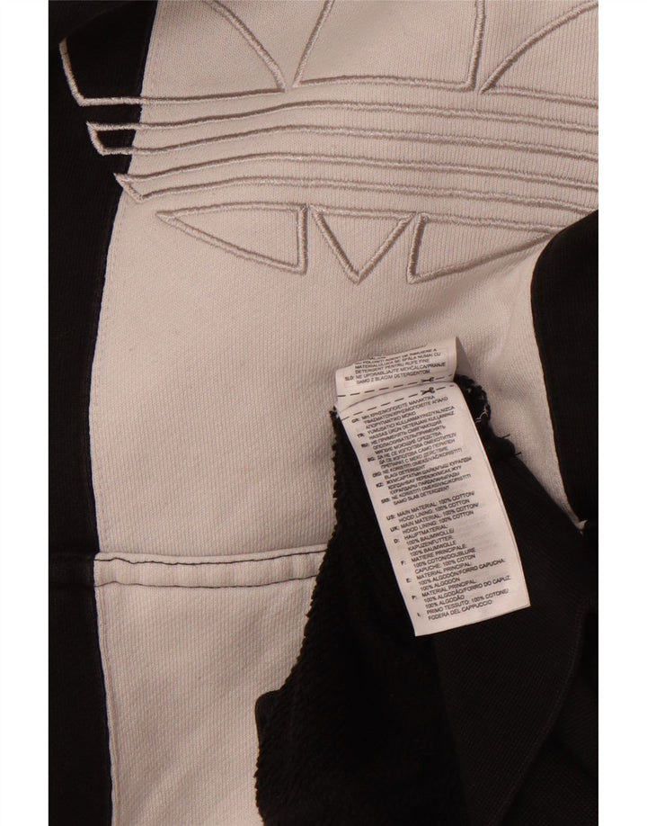 ADIDAS Mens Graphic Hoodie Jumper Large Black Colourblock Cotton