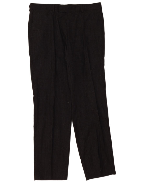 Hugo Boss Mens Pegged Suit Trousers EU 54 2XL W36 L34 Black Pinstripe Wool