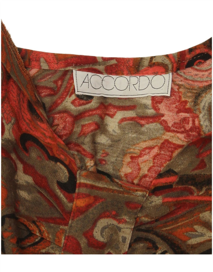 ACCORDO Womens Top Long Sleeve UK 14 Large Multicoloured Geometric