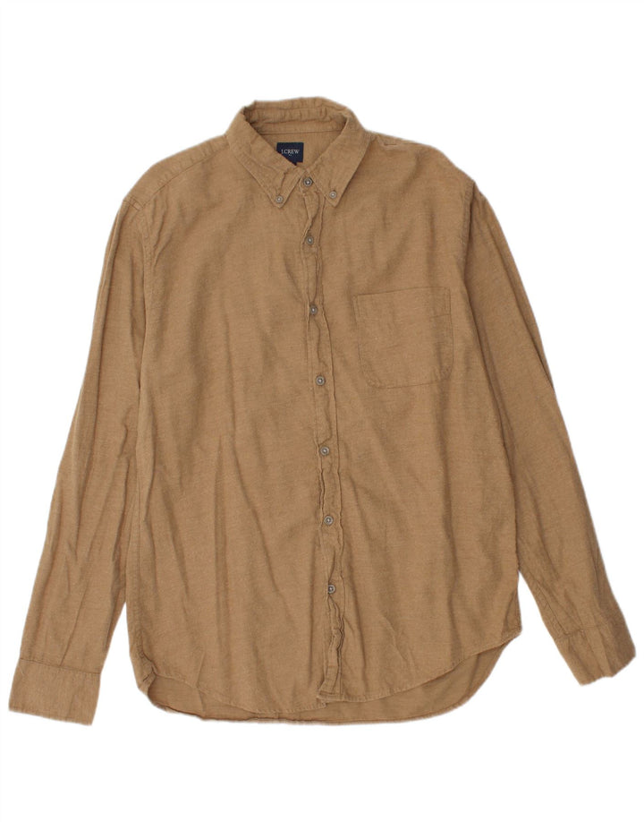 J. CREW Mens Flannel Shirt Medium Beige Cotton