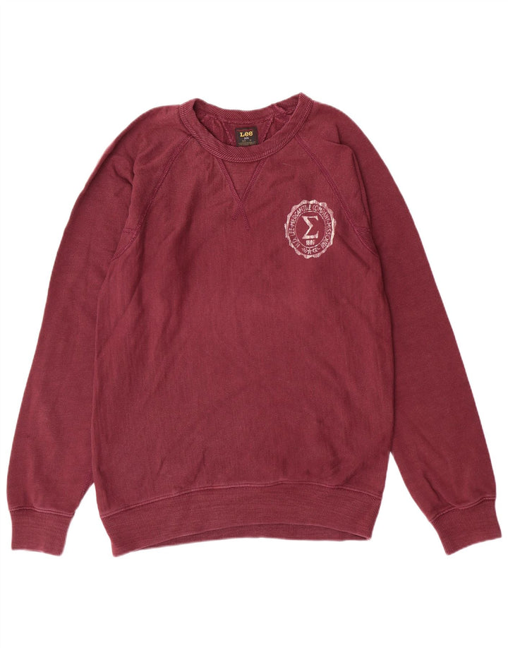 LEE Mens Sweatshirt Jumper Medium Maroon Cotton