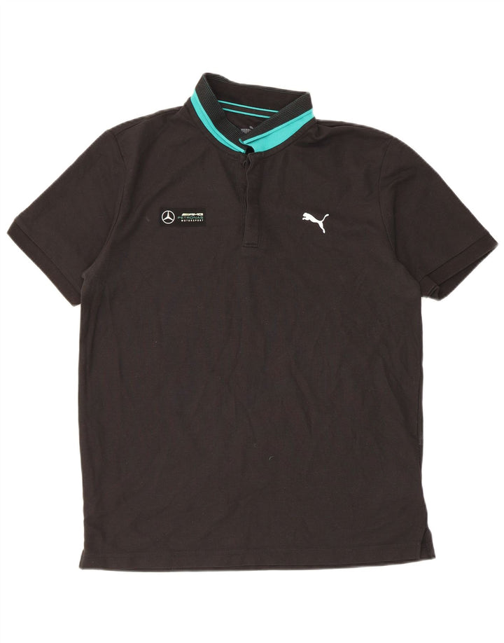 Puma Mens Polo Shirt Medium Black Colourblock Cotton