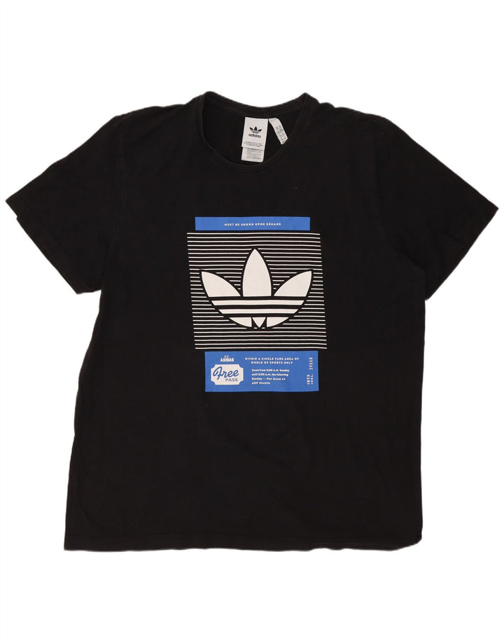 ADIDAS Mens Graphic T-Shirt Top 2XL Black Cotton