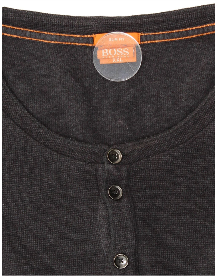 HUGO BOSS Mens Slim Fit Top Long Sleeve 2XL Grey