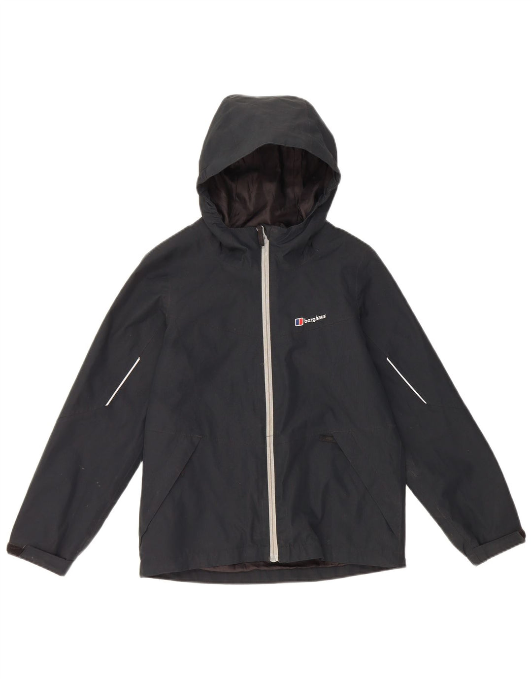 Berghaus Boys Hooded Rain Jacket 9-10 Years Black Polyester