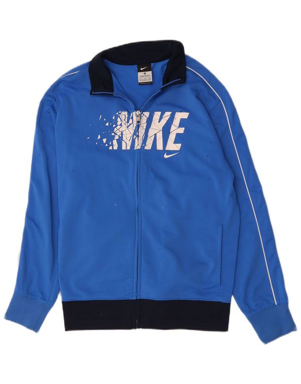 Nike Boys Graphic Tracksuit Top Jacket 13-14 Years XL Blue Colourblock