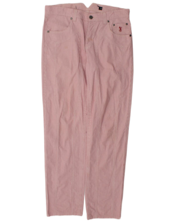 Jeckerson Womens Slim Casual Trousers W32 L30 Pink Pinstripe Cotton