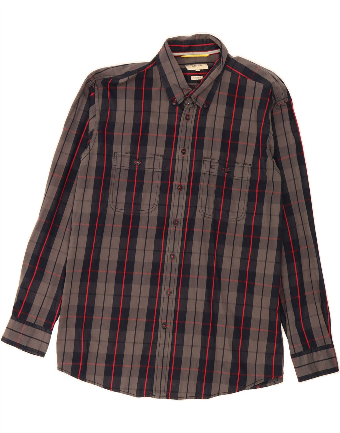 CAMEL ACTIVE Mens Regular Fit Shirt XL Grey Check Cotton Vintage Camel Active and Second-Hand Camel Active from Messina Hembry 