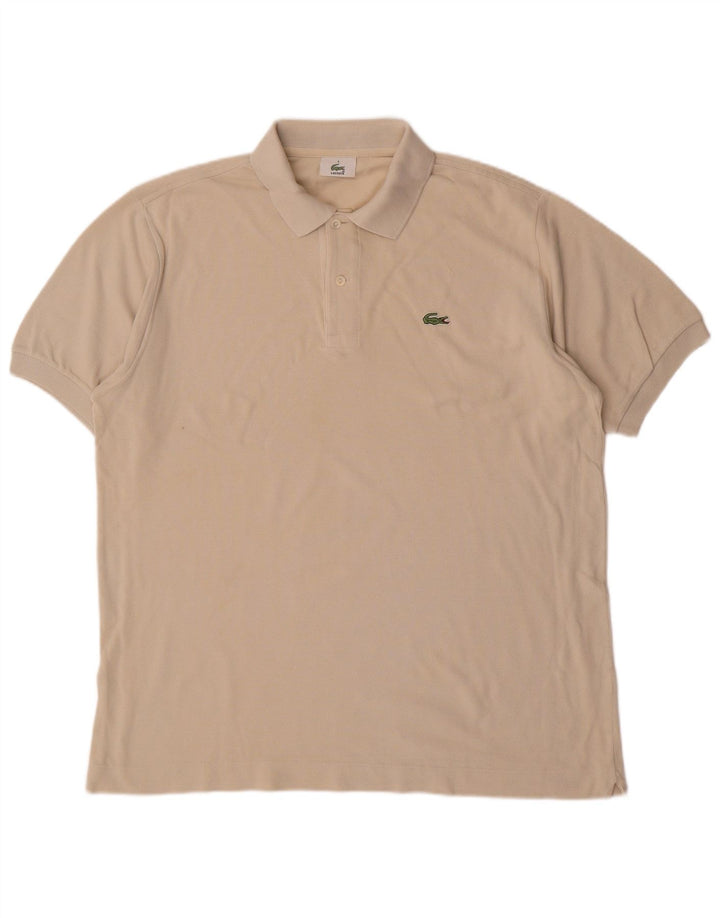 LACOSTE Mens Polo Shirt Size 5 Large Off White Cotton