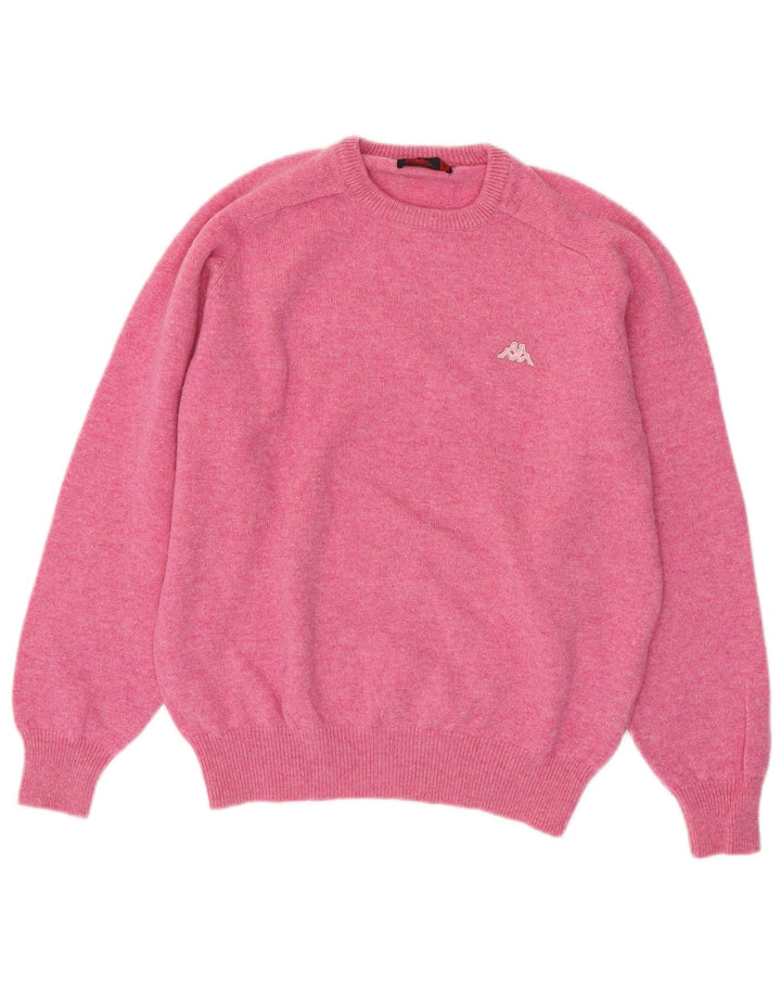Kappa Womens Crew Neck Jumper Sweater UK 14 Medium Pink Wool