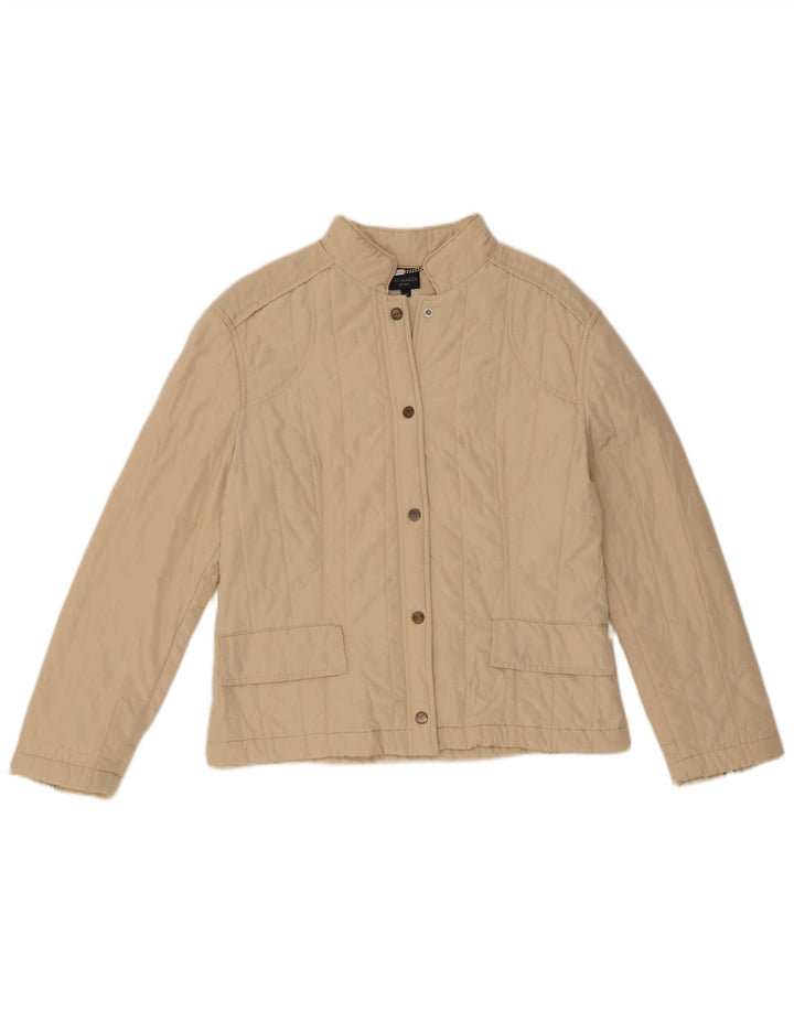 Trussardi Womens Quilted Jacket IT 46 Large Off White Polyester