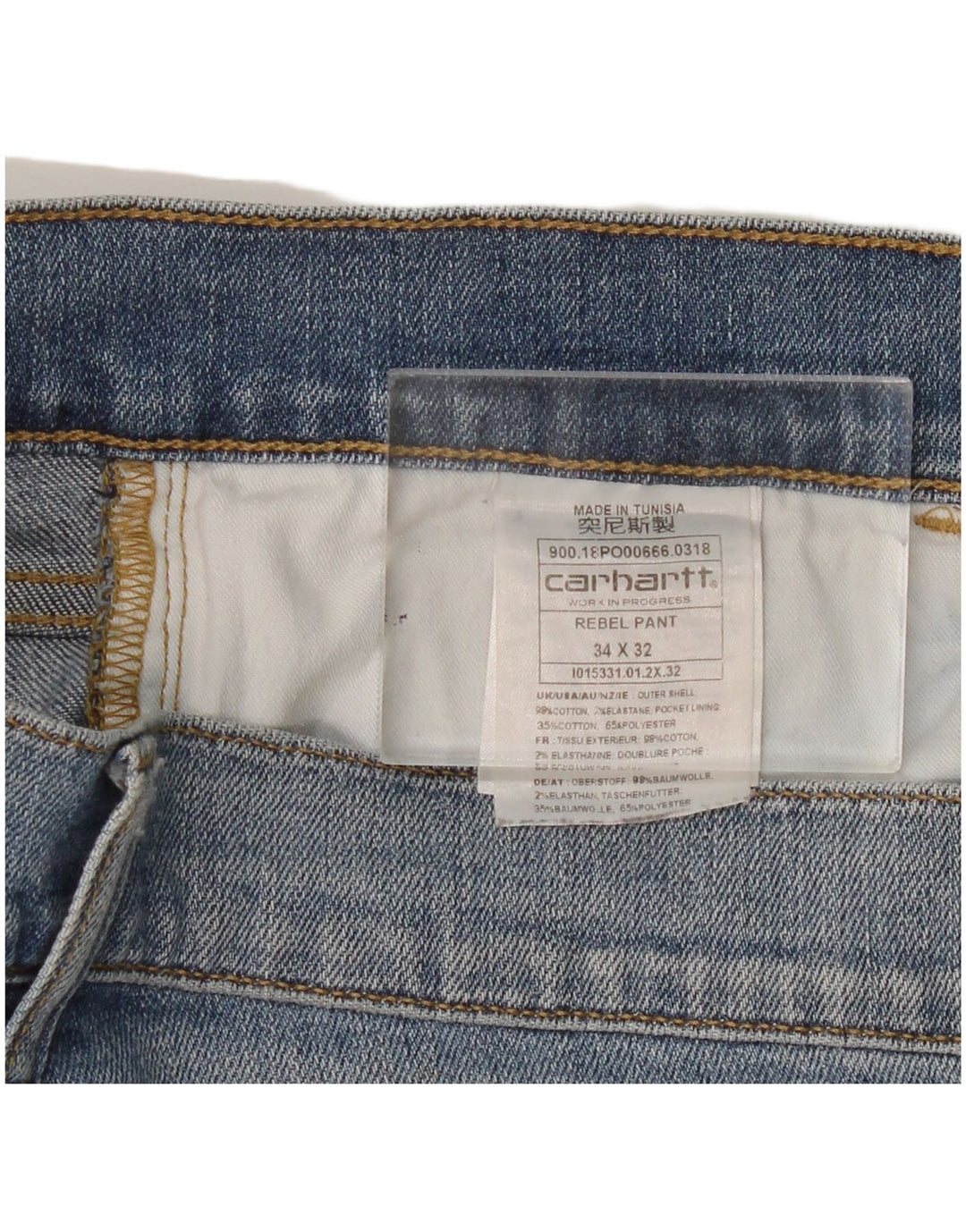 CARHARTT Mens Wip Slim Jeans W34 L32 Blue Cotton