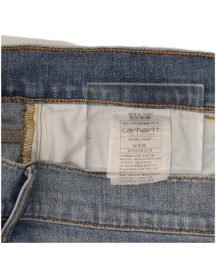 CARHARTT Mens Wip Slim Jeans W34 L32 Blue Cotton