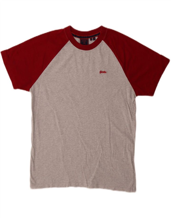 Superdry Mens T-Shirt Top Medium Grey Colourblock Cotton