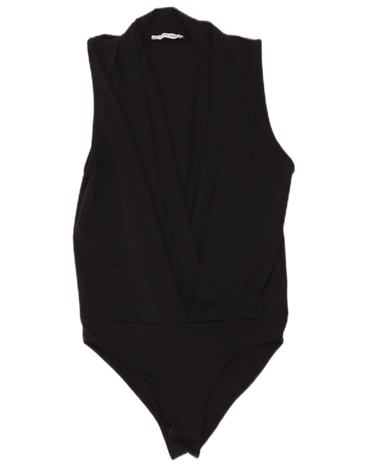 ZARA Womens Trafaluc Sleeveless Bodysuit UK 10 Small Black Polyester