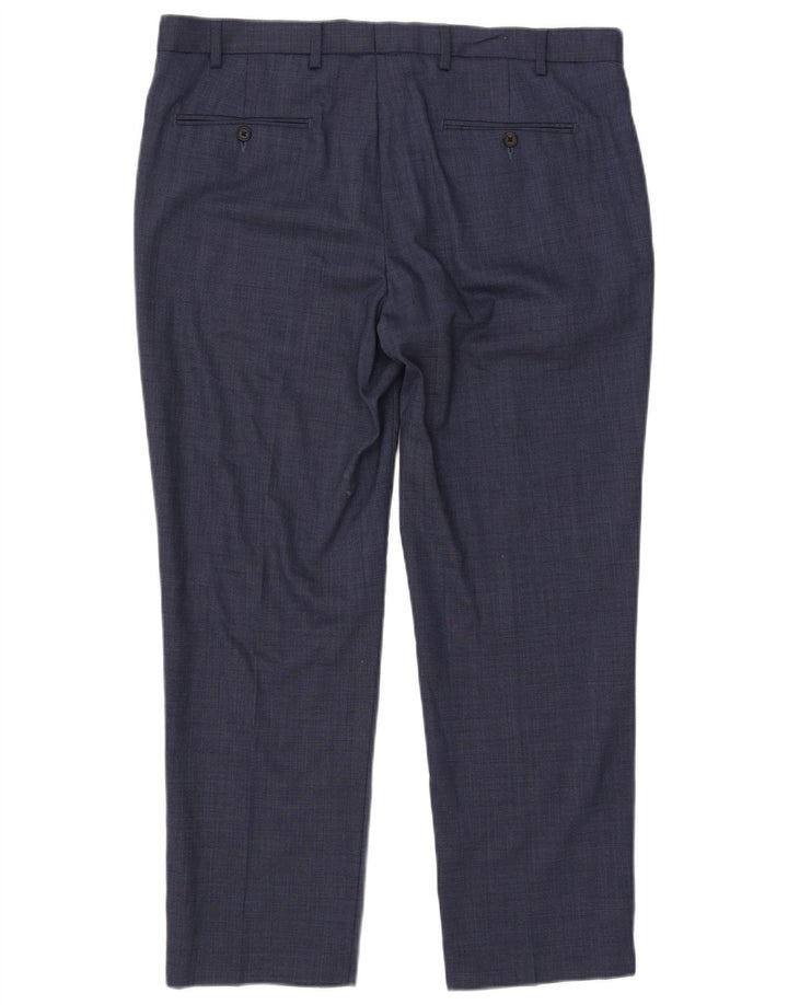 Marks & Spencer Mens Regular Fit Suit Trousers W38 L29 Blue Wool