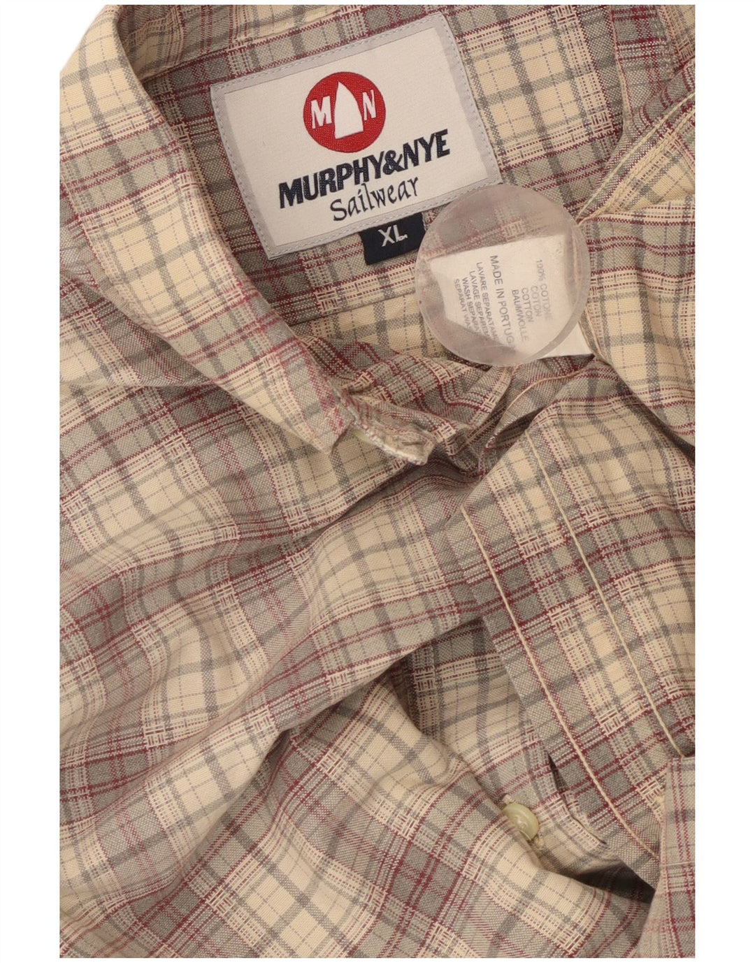 MURPHY & NYE Mens Sailwear Flannel Shirt XL Grey Check Cotton