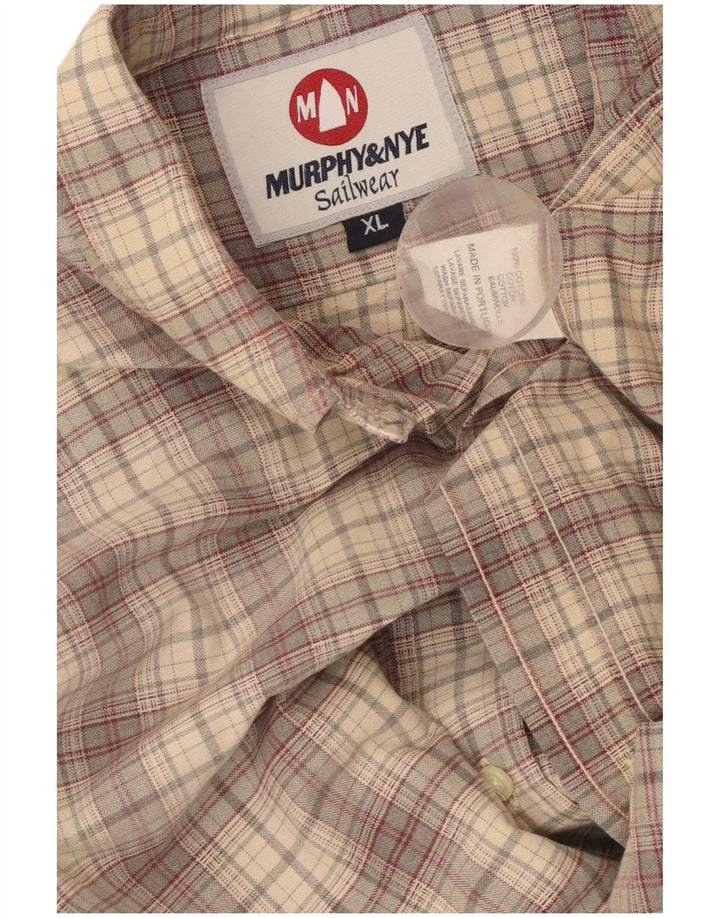 MURPHY & NYE Mens Sailwear Flannel Shirt XL Grey Check Cotton