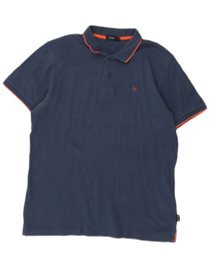 Liu Jo Mens Polo Shirt Large Navy Blue Cotton