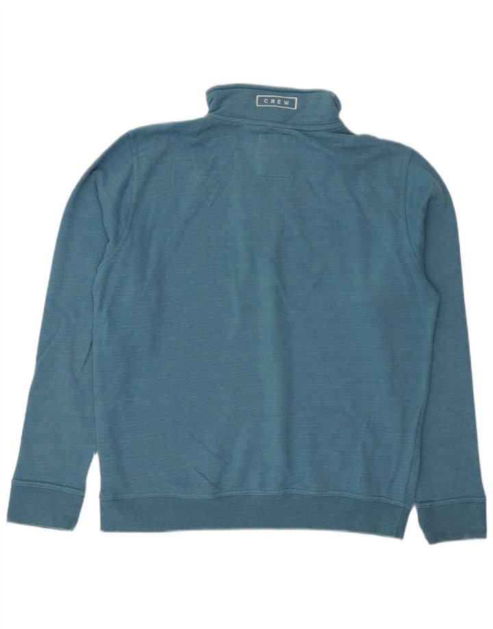 CREW CLOTHING Mens Zip Neck Sweatshirt Jumper Large Blue Cotton