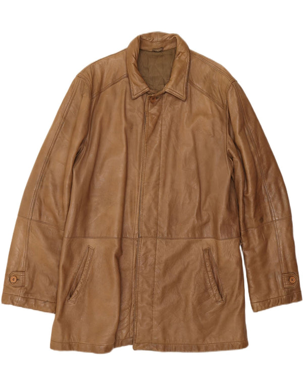 Vintage Mens Leather Jacket IT 56 3XL Brown
