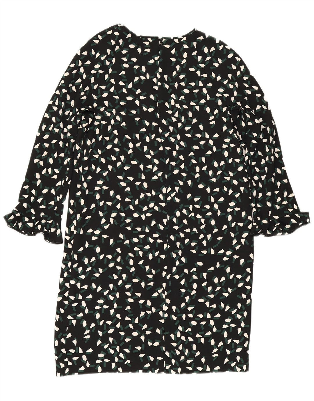 Max Mara Womens 3/4 Sleeve Shift Dress UK 8 Small Black Geometric Polyester