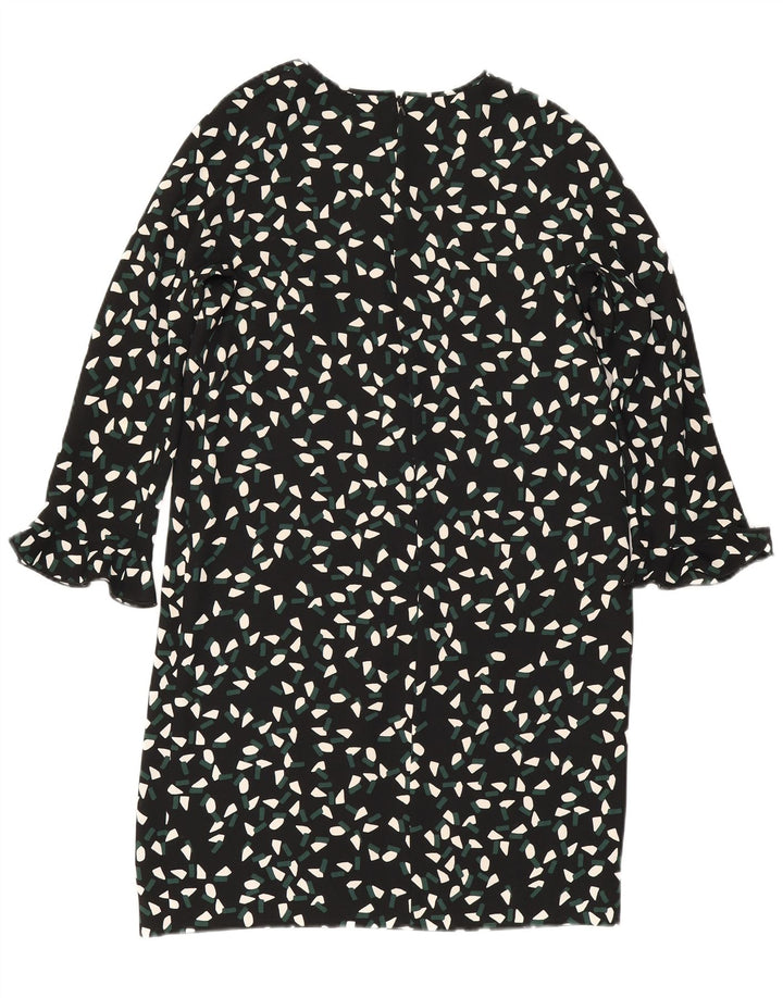 Max Mara Womens 3/4 Sleeve Shift Dress UK 8 Small Black Geometric Polyester