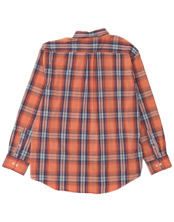 Izod Mens Shirt XL Orange Check Cotton