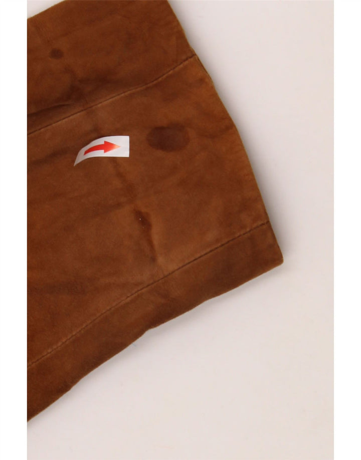 VINTAGE Womens Suede Overcoat UK 20 2XL Beige Leather