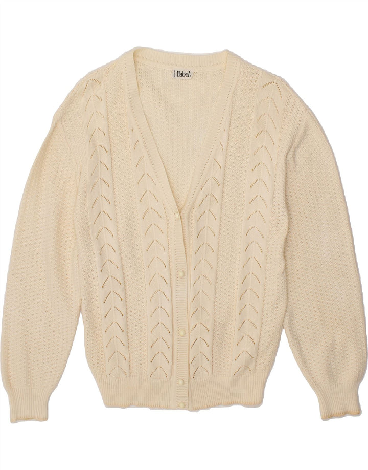 VINTAGE Womens Cardigan Sweater UK 14 Medium Off White Vintage Vintage and Second-Hand Vintage from Messina Hembry 